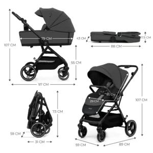 Poussette 3en1 YOXI - Gris