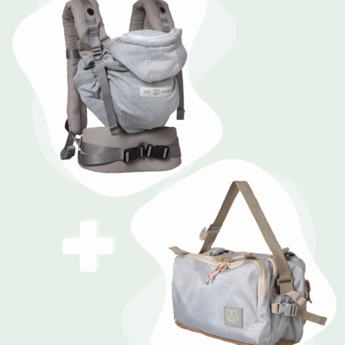 pack-hoodiecarrier-caravanbag-gris Pack porte-bébé HoodieCarrier 2 + CaravanBAG gris 0-36m