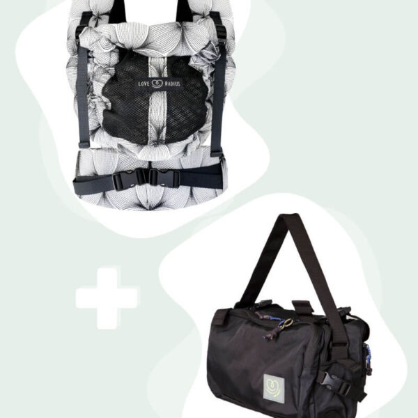Pack porte-bébé PhysioCarrier 2 BLACK ORCHID + CaravanBAG 0-36m