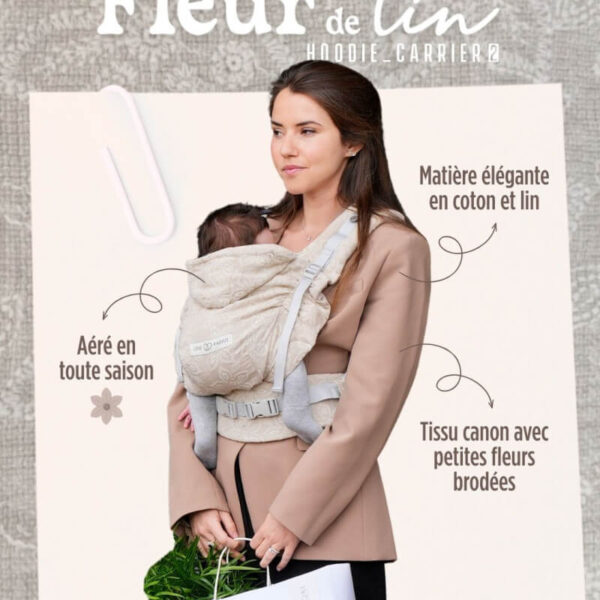 porte-bebe-hoodiecarrier-2-fleur-de-lin (1) Porte-bébé HoodieCarrier 2 - Fleur de Lin Édition limitée 0-36m