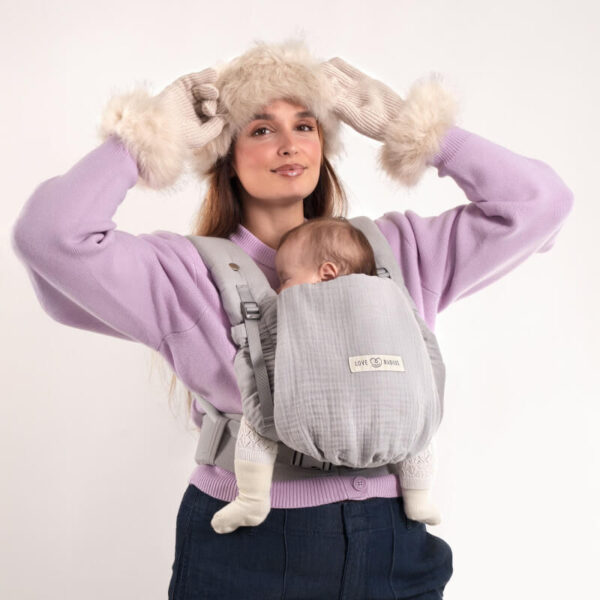 Porte-bébé PhysioCarrier 2 Grey (gaze de coton) - Fenêtre d'aération 0-36m