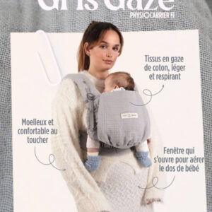 Porte-bébé PhysioCarrier 2 Grey (gaze de coton) - Fenêtre d'aération 0-36m