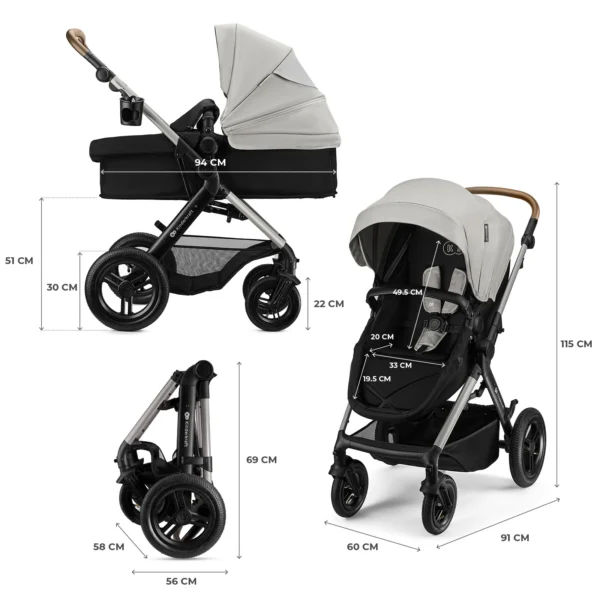 Poussette multifonctionnelle 3en1 MOOV 2 XL - Gris