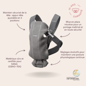 Porte bébé Mini jersey 3D gris foncé