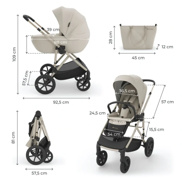 Poussette multifonction PRIME 3 2 en 1 - Beige